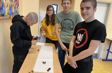 Žáci 8.A vyrábějí z kaštanů zvířátka v PV