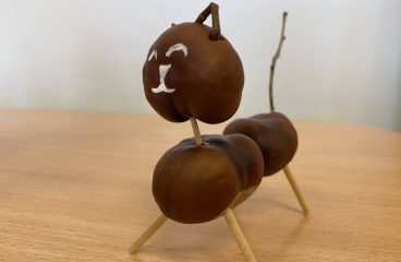 Žáci 8.A vyrábějí z kaštanů zvířátka v PV
